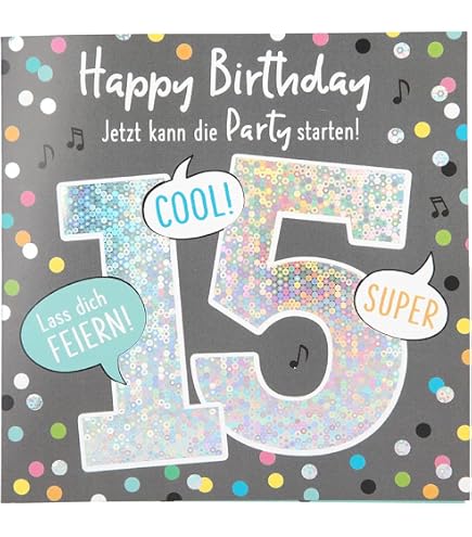 WBdesignz 15. Geburtstagskarte – Witzige Mathe-Karte 'Happy √225 Birthday' Mit Umschlag, DIN A6, Für Nerds & Mathefans