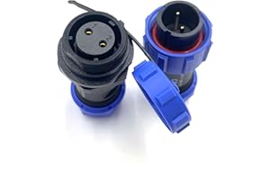 BAYZCONN Connecteur Prise Aviation SP17 2 Broches, Prise mâle et Prise Femelle connecteur de câble IP68 Prise Aviation 2 Broches pour Lampes extérieures utilisées 500V 10A