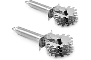 Wilsonzin Fleischklopfer Fleischroller Fleischstecher Fleischzartmacher Rostfreier Stahl Fleischstecher5 Runden Fleischrollen Zart Küchenwerkzeuge für Hühnchen Steak Tenderizer Nadeln Roller 2 Stück