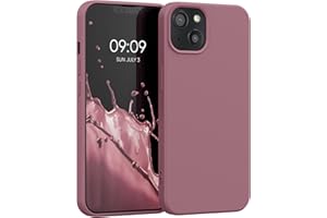 kwmobile Carcasa Compatible con Apple iPhone 13 Funda de Silicona - Flexible con Interior de Microfibra - Suave Protector antigolpes - Rosa Oscuro