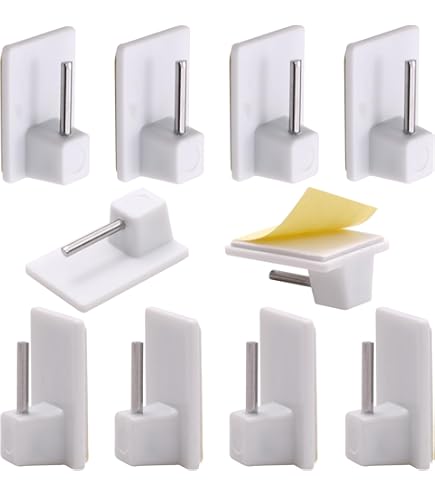 WedDecor Set di fili e ganci per tende da 10 m, kit di cavi per tende da appendere, bianco con 20 ganci e occhi, multiuso per tende da cucina, gazebo e persiane