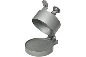 CKB LTD Grande presse à hamburger manuelle réglable, antiadhésive, lisse, machine à hamburger faite maison, comprend 100 papiers cirés, 13 x 13 x 21 cm, aluminium (argenté)