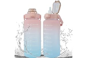 AOHAO Borraccia da 2 l, con cannuccia, indicatore del tempo, borraccia flip top, a prova di perdite, riutilizzabile, senza bpa, borraccia sportiva in Tritan, per palestra, all'aperto/apertura, con un clic B