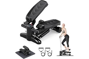 BUBBACARE Tohoyard Stepper für Zuhause,Mini Stepper 150kg mit LCD-Monitor, Leise Swing Stepper for Butt and Cardio Training,Stair Stepper for Home Office,Schwarz