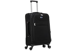 Aerostar Medium 26” Lightweight Softshell Expandable Suitcase, Integrated Combination Lock, 4 Wheels Check in Luggage for 15 to 20kg (Black, 78 litres)