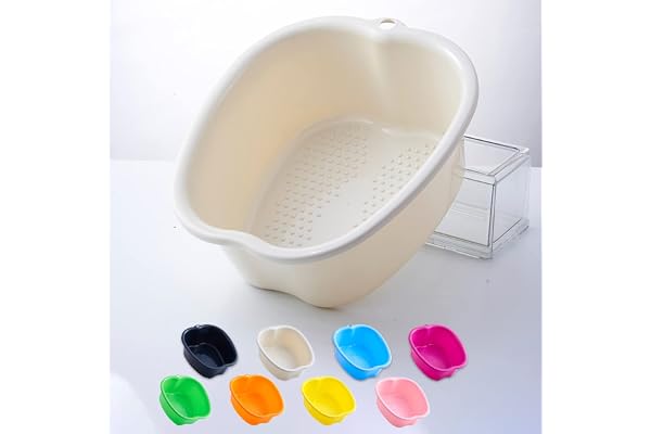 Bassin de Bain de Pieds, Spa d'eau et Massage des Pieds, pour Pédicures Tremper Les Pieds Détox et Massage, éPais et Robuste Bassine Pied Parfait Pour Tremper Les Pieds (White)