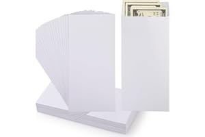 GeeRic 100 Pack Money Envelope for Cash, Money Saving Challenge Cash Envelopes, 3.2”*6.5” Kraft Self-Adhesive Paper Currency Envelopes for Budgeting White