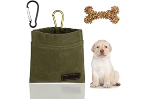 vsshe Sac à Friandise pour Chien Dressage, Imperméable Sac de Dressage pour Chien avec Mousqueton, à Fermeture Automatique Pochette de Dressage Mains Libres, pour l'éducation Canine Extérieur(Vert)