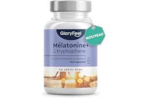 Complexe Mélatonine + L-Tryptophane 500 mg, Vitamine B6 avec Magnésium, 240 Capsules (4 mois), Aide Naturelle au Sommeil, Tryptophane Relaxant, Contre la Fatigue et L'Épuisement*, 100% Végétalien