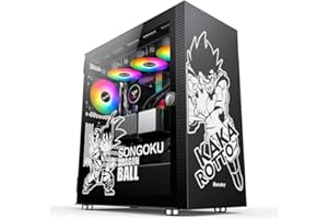 TENSUKA Nostalgische Anime-Aufkleber für PC-Hülle, klassische Cartoon-Dekor-Aufkleber für ATX-Computer-Gehäuse, leicht abnehmbar, wasserdicht (weiß und weiß)