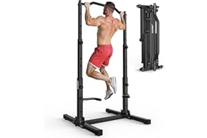 JOROTO Foldable Power Tower Pull Up Bar Station, Height Adjustable Adjust Chin Up Bar Stand, 5-in-1 Workout Dip Station For Home Gym Strength Training Equipment, 380LBS/172KG Capacity