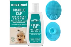 Dentinox Cradle Cap Treatment Shampoo for Babies, 125 milliliters Bundled With Alimos Baby Bath Silicone Brush