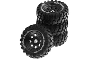 TOBEOME 4 Stück 1,9 Metallfelge Gummireifen für 1/10 RC Crawler TRX4 SCX10 D90 4103 90046 FR4 FMS NT4-Schwarz Ersatzteile