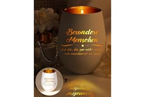 ‎FUNISTREE Windlicht mit Gravur Weihnachtsgeschenke, Teelichthalter Geschenke für Frauen Weihnachten, Wichtelgeschenke für Frauen, Windlicht Glas mit Spruch Weihnachtskalender, Dankeschön Geschenke für Kollegin