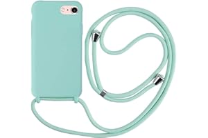 MEVIS MEIVS Funda Compatible con iPhone 7/8 Plus, Ajustable Collar Correa de Cuello CordónCarcasa de Silicona-Verde Claro