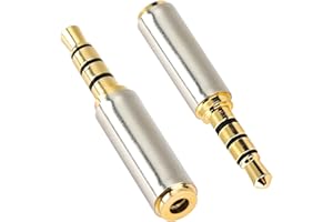 JUGNAW Kit Adattatore Jack Audio Premium da 2,5 mm Maschio a 3,5 mm Femmina per Auricolari, Microfono, Connettori Placcati in Oro, Smartphone, Tablet, Altoparlanti, e Lettori di Schede Pacchetto da 2