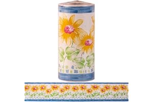 DOSTEAR TapetenbordüRe Selbstklebende BordüRe Wand Wohnzimmer Tapeten Fliesenaufkleber Bad Dekoband Selbstklebend Kleine gelbe Blume 10 X 1000CM