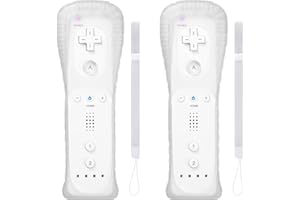 SWCTIM Wii Controller 2 Pack,Wii U Controller mit Silikonhülle und Handgelenkriemen,Nicht Motion Plus,Weiß