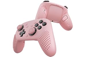 PlayVital Coque pour Switch 2 Pro Housse Protection pour Nintendo Switch 2 Pro Grip Manette Étui Silicone avec Capuchon Bouton/Joystick & Autocollant,Cover Controller Skin Antidérapant-Rose