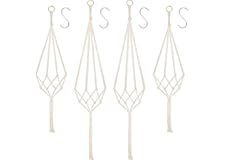 Hanging Planters Baskets, 4 Pack Cotton Rope Macrame Plant Hanger with 4 Hanging Hooks, Wall Hanging Flower Pot Holder for In
