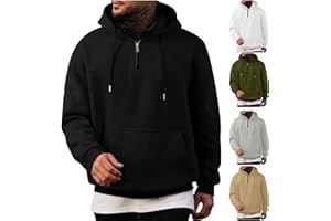 UHouse 1/4 Zip Hoodie Men's Sweatshirt with Hood Leisure Pullover Oversize Hoodie Men's Sports Hoodie Plain Hoodie Casual Autumn Winter Clothing
