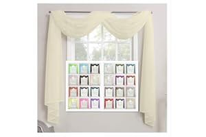 Megachest TAILORED VOILE WINDOW SCARF PELMET (ivory, 56"X197"X1 Panel)