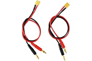 OliYin RC Battery Charge XT30 to 4.0mm Banana Plug 16AWG 30cm 11.8inch Cable Connector for RC Helicopter Quadcopter Lipo Battery(Pack of 2)