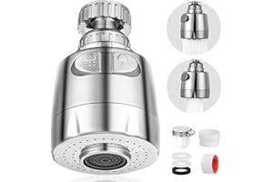 Ainiv Wasserhahn Aufsatz, Cevillae 360°Drehbarer Wasserhahn Verlängerung für Küchenarmatur, Perlatoren für Wasserhähne, Sprühkopf Wasserhahn Strahlregler mit 2 Sprühmodi