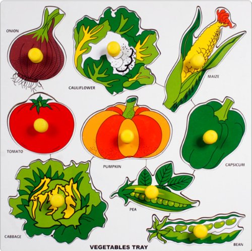 Little Genius Wood Vegetables with Big Knob (Multicolor)