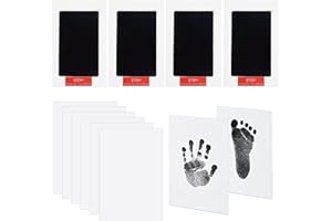 YPYMOD 4 Piezas Huellas Bebe Recien Nacido, Almohadillas de Tinta de Manos y Pies Bebé Sin Tacto con 8 Tarjetas de Impresión, No Tóxicas, No se Mancha, Kit Huella del Mascota, Regalo De Bautizo