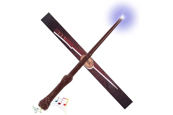 Aomig Baguette Magique de Luxe Son et lumière, Collector Patronus, Baguette Magique 31 cm, sorcière, Magicien, Cadeau pour Enfants, Brun