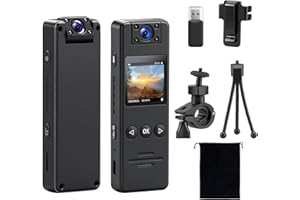 Feelhap Mini Camera, Body cam Objectif Rotatif 180° Camera Pieton avec Vidéo et Audio HD 1080P, Grand Angle à 120°,Vision Nocturne et Détection de Mouvement, Caméra de Corps camera Corporelle Portable