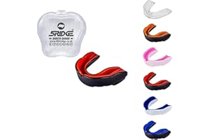 5RIDGE Gum Shield - Protector bucal para adultos, jóvenes y jóvenes, para todos los deportes de contacto, boxeo, artes marciales mixtas, rugby, fútbol, lacrosse, hockey (menores de 11 años, rojo/negro)