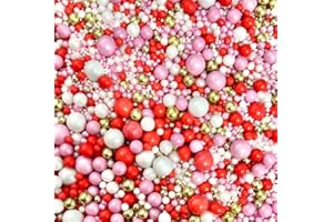 BAKE BOX BOUTIQUE Christmas Valentines chocolate ball sprinkles luxury edible Pink White Gold Red cupcake cake toppers pearls balls 100s 1000s Anniversary love wedding decoration cake cupcake topper Hearts CUPIDS ARROW