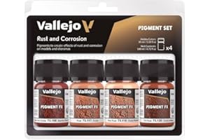 Vallejo Pigment FX Set, 4 Synthetic Colors for Oxidation and Corrosion Effects, 35 ml Each, Includes Tutorial for Models and Dioramas