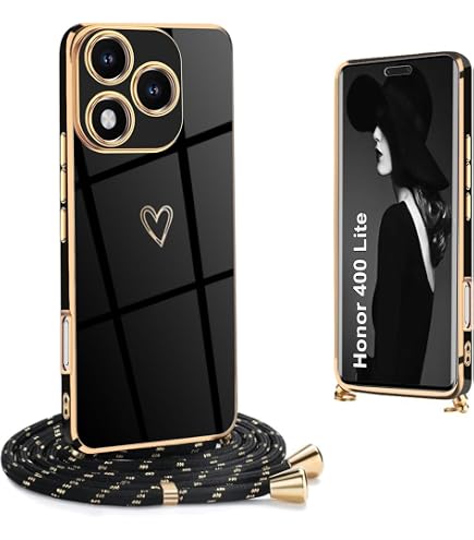 Coque Honor 200 Smart 5G TTSWJBD - Avec Cordon Collier - Verre Trempé Inclus - Noir