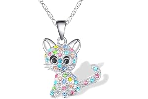 POWWA Katzen Kette für Mädchen Tochter Schmuck für Frauen Mädchen Kinder, Katzenliebhaber Geschenke Tochter liebte Halskette 18 + 2,3 Zoll Kette