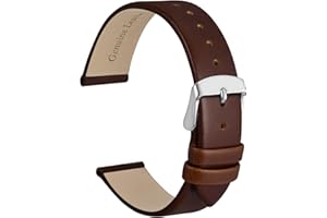 WOCCI Elegantes Correas de Reloj, Correa de Repuesto de Cuero Genuino, Hebilla de Acero Inoxidable, 8mm 10mm 12mm 13mm 14mm 16mm 18mm 20mm 22mm