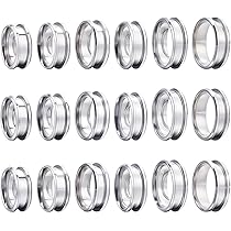 Kit 18 Anelli In Acciaio Inossidabile Per Fai Da Te - Taglie USA 7-12 Con Scanalature Per Intarsi - Foto 7
