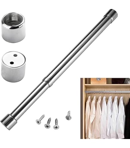 Bastone Per Tende Telescopico - Regolabile Da 110 A 200 Cm, Nero, Per Armadi E Docce - Foto 7