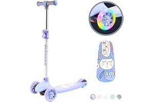 TENBOOM Roller Kinder Scooter Premium Dreiradscooter mit PU LED Leuchtenden Räder, Kinderroller Tret-Roller Faltbarer höhenverstellbarer Cityroller für Jungen Mädchen 3-12 Jahre, Leicht Belastbarkeit bis 50 kg