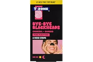 T-Zone Charcoal & Bamboo Nose Pore Strips (6 Pack) - Blackhead Remover Strips with Activated Charcoal, Unclogs Pores, Removes Dirt & Oil for Fresh, Clearer Skin