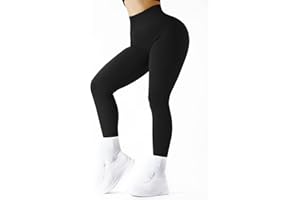 DOULAFASS Women Ribbed Leggings Yoga Pants High Waisted Workout Gym Leggings