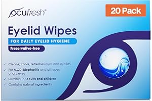 OCUFRESH Blepharitis Eyelid Wipes – 20 Pack Individually Wrapped - Fragrance free & Soap free, For Daily Eyelid Hygiene, Natural Ingredients, Tired and Dry Eyes