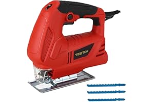 WAKKAPEINT Electric Jigsaw 500W Variable Speed Settings - 45° Bevel Cutting Angle Pendulum, Jig Saws for Wood Cutting & Metal & Plastic, 55mm Cutting Depth Power Tool