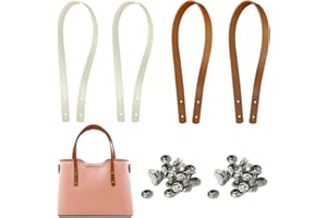 NECXON 2 Pairs Bag Handles for Bag Making, 23.6inch Leather Bag Handles PU Leather Handbag Handle Detachable Leather Bag Shoulder Strap for Bag Making (Black & Brown)