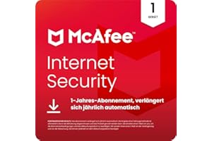 McAfee Internet Security (1 Geräte) 2025 |Echtzeitschutz für PCs vor neuen und dynamischen Bedrohungen | 1-Jahres-Abonnement mit automatischer Verlängerung | Download