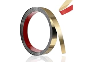 GANILITY Listelli decorativi da parete, strisce decorative in acciaio inox, autoadesivi, listelli e modanature da parete, 5 m x 2 cm, per la decorazione di stanze e salotti, oro