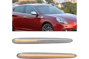 AYIKEIY Indicatore di direzione dinamico/sequenziale indicatore laterale LED luce ambra indicatore di direzione chiaro lente compatibile con 2010-2020 Alfa Romeo Giulietta Hatchback tipo 940