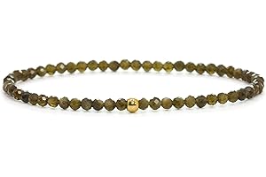 Echtes Goldobsidian Edelstein Armband mit facettierten 3mm Perlen - verschiedene Längen - Heilstein Schutzstein Edelsteinarmband Glücksbringer Talisman Geschenk (Goldobs., 18CM)